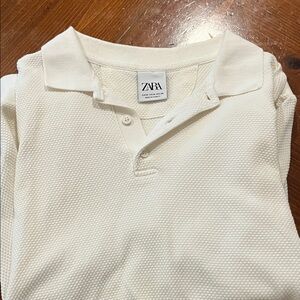 Zara Off-White Textured Polo
